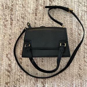Zara Black Croc-Embossed Purse